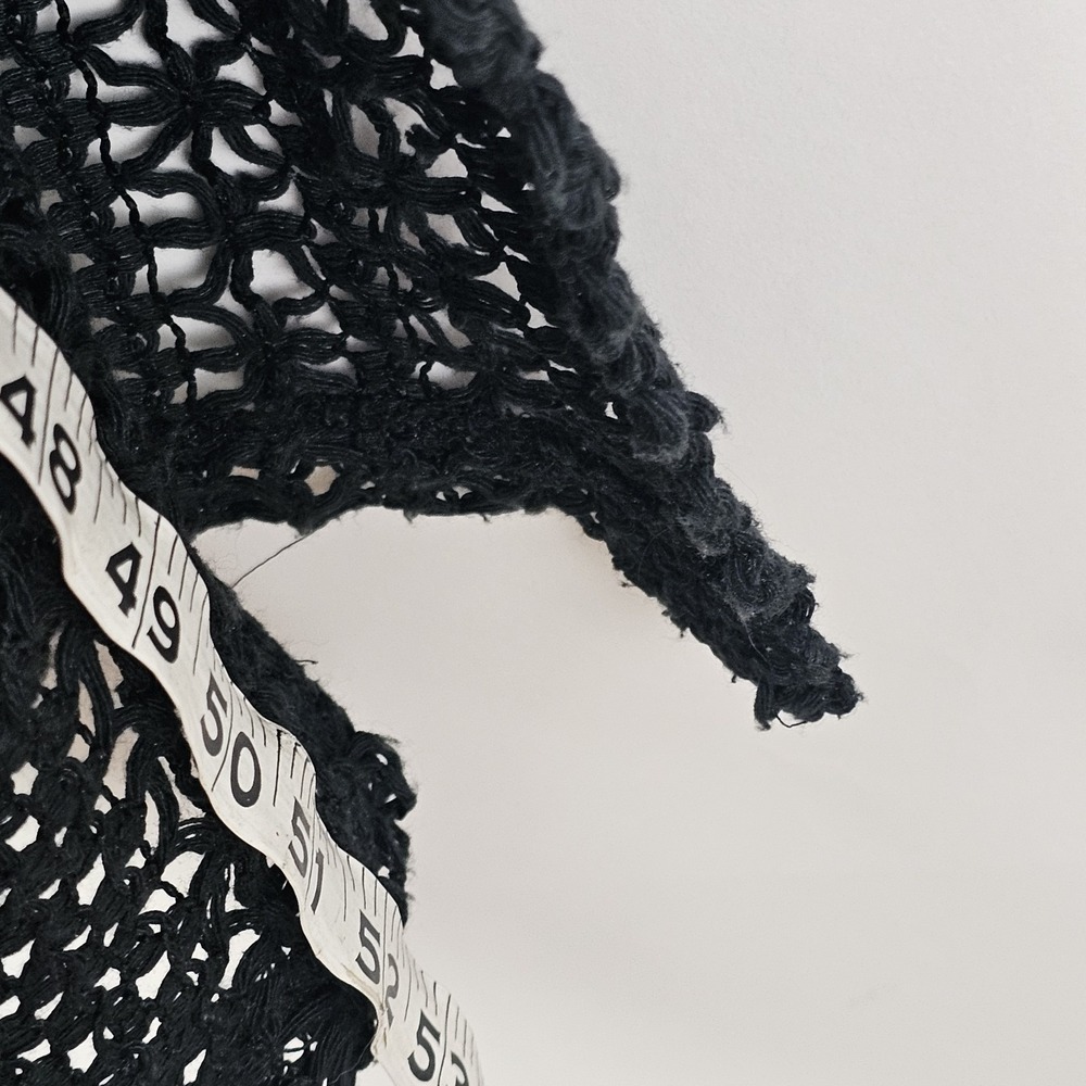 F&F Black Cotton Crochet Dress XL Sleeveless Openweave Sheer Dress Side Slits - Picture 10 of 10